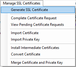 Generate SSL Certificate Menu