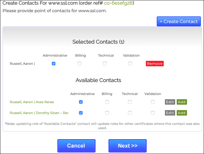 create contacts