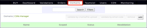 Domains tab