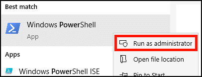 Open PowerShell as administrator